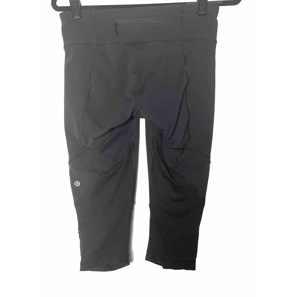 Lululemon Black Run for Your Life Pull On Crop Leggings Size 8